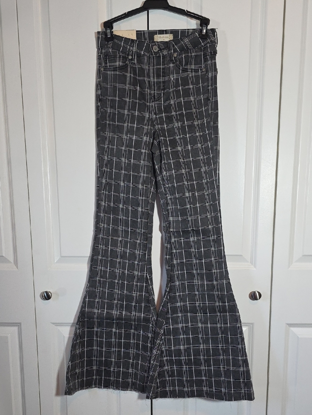 Altar'd State Black and White Windowpane Plaid Pants